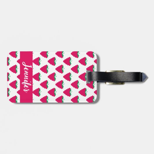 Raspberry Berry Pattern Pink Personalize Gepäckanhänger (Rückseite horizontal)