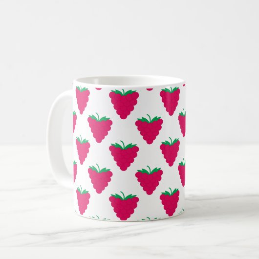 Raspberry Berry Pink Fruit Pattern Kaffeetasse (Vorderseite Links)