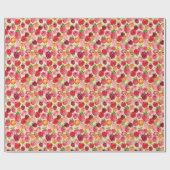 Raspberry Berry Summer Watercolor Geschenkpapier (Flach)