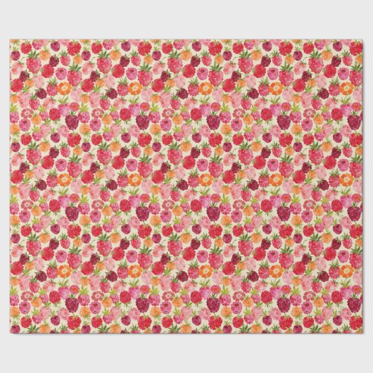 Raspberry Berry Summer Watercolor Geschenkpapier (Saum)