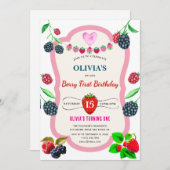 Raspberry Birthday Party Einladung (Vorne/Hinten)