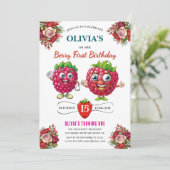 Raspberry Birthday Party Einladung (Stehend Vorderseite)