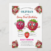 Raspberry Birthday Party Einladung (Vorne/Hinten)
