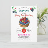 Raspberry Birthday Party Einladung (Stehend Vorderseite)