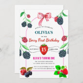 Raspberry Birthday Party Einladung (Vorne/Hinten)