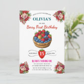 Raspberry Birthday Party Einladung (Stehend Vorderseite)