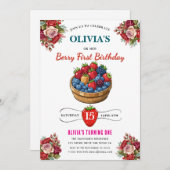 Raspberry Birthday Party Einladung (Vorne/Hinten)