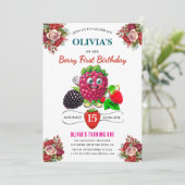 Raspberry Birthday Party Einladung (Stehend Vorderseite)