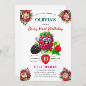 Raspberry Birthday Party Einladung (Vorne/Hinten)