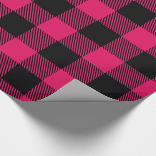 Raspberry Black Huge Buffalo Kariert Lumberjack Geschenkpapier (Ecke)