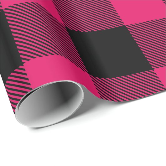 Raspberry Black Huge Buffalo Kariert Lumberjack Geschenkpapier (Rolleneckpunkt)