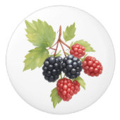 Raspberry BlackBerry Fruit Illustration Wasserfarb Keramikknauf (Vorderseite)