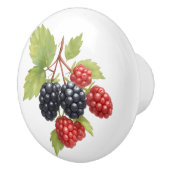 Raspberry BlackBerry Fruit Illustration Wasserfarb Keramikknauf (Rechts)