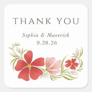 Raspberry & Blush Bold Floral Danke Sticker