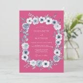 Raspberry Bold Botanische Hochzeit Einladung (Stehend Vorderseite)