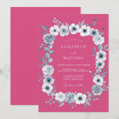 Raspberry Bold Botanische Hochzeit Einladung (Vorne/Hinten)
