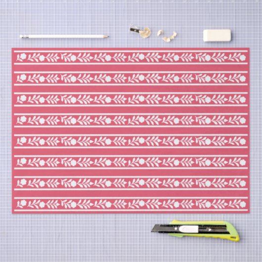 Raspberry Bone Inlay Floral Border Decoupage Paper Seidenpapier (Handwerk)
