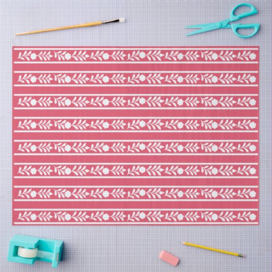 Raspberry Bone Inlay Floral Border Decoupage Paper Seidenpapier (Basteln)