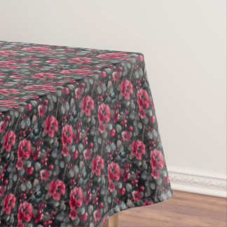 Raspberry, burgundy flowers on dark gray tischdecke
