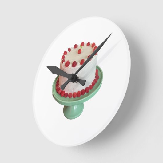 Raspberry Cake Clock Runde Wanduhr (Winkel)