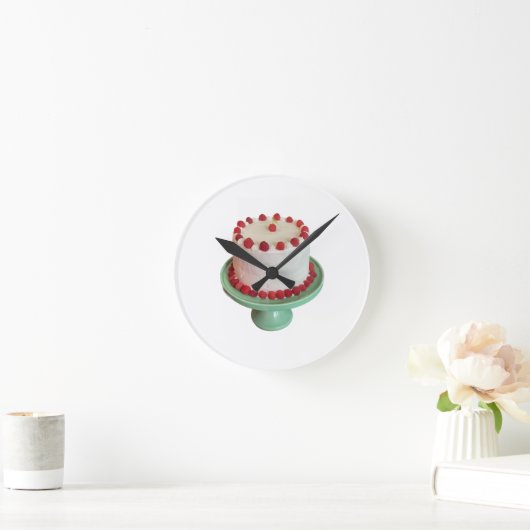 Raspberry Cake Clock Runde Wanduhr (Zuhause)