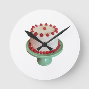 Raspberry Cake Clock Runde Wanduhr