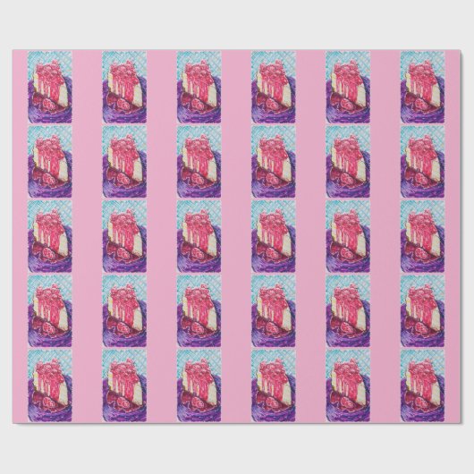 Raspberry Cake Geschenkpapier (Flach)