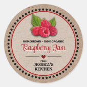 Raspberry Canning Jar Kraft Papier Style Label Runder Aufkleber (Vorderseite)