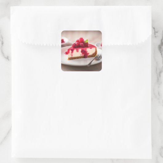 Raspberry Cheesecake Quadratischer Aufkleber (Tasche)