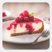 Raspberry Cheesecake Quadratischer Aufkleber (Vorderseite)