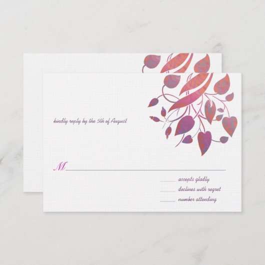 Raspberry Coral Gray Wedding RSVP (Vorne/Hinten)