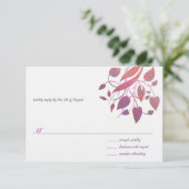 Raspberry Coral Gray Wedding RSVP Karte (Stehend Vorderseite)