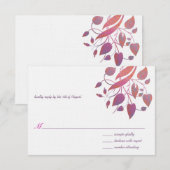 Raspberry Coral Gray Wedding RSVP Karte (Vorne/Hinten)