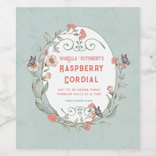 Raspberry Cordial Weinetikett (Einzelnes Label)