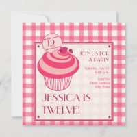 Raspberry Cupcake Geburtstagsparty Einladung