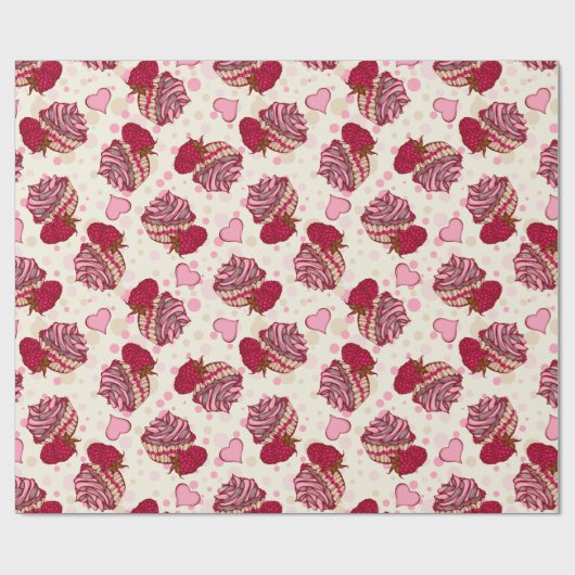 Raspberry Cupcakes Geschenkpapier (Flach)