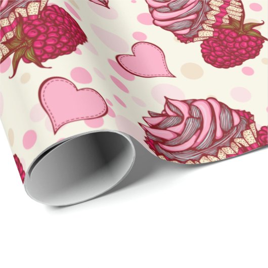 Raspberry Cupcakes Geschenkpapier (Rolleneckpunkt)