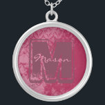 Raspberry Damask Monogram Necklace Versilberte Kette<br><div class="desc"></div>