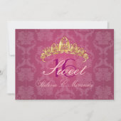 Raspberry Damask Sweet 16/ tiara/ Einladungen (Vorderseite)