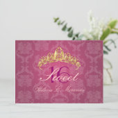 Raspberry Damask Sweet 16/ tiara/ Einladungen (Stehend Vorderseite)