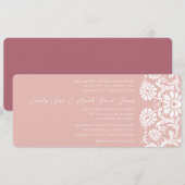 Raspberry Damask Wirbel Hochzeitsfeier Einladung (Vorne/Hinten)