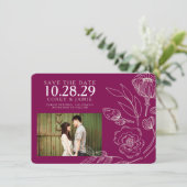Raspberry Elegant Blumenhochzeit Save The Date (Stehend Vorderseite)