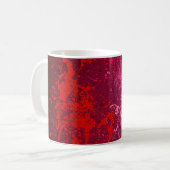 Raspberry Flurry: Abstract spatter art Kaffeetasse (Vorderseite Links)