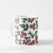 Raspberry Fruit Blätter Illustration Muster Kaffeetasse (Vorderseite Links)