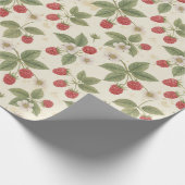 Raspberry Fruit Bunches with Leaves and Blossom  Geschenkpapier (Ecke)