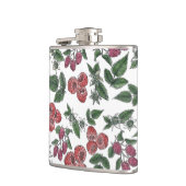 Raspberry Fruit Leaves Illustration Pattern Flachmann (Links)