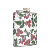 Raspberry Fruit Leaves Illustration Pattern Flachmann (Rechts)