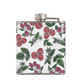 Raspberry Fruit Leaves Illustration Pattern Flachmann (Rückseite)