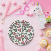 Raspberry Fruit Leaves Illustration Pattern Pappteller (Party)