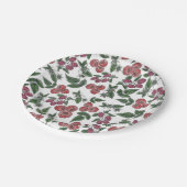 Raspberry Fruit Leaves Illustration Pattern Pappteller (Schrägansicht)